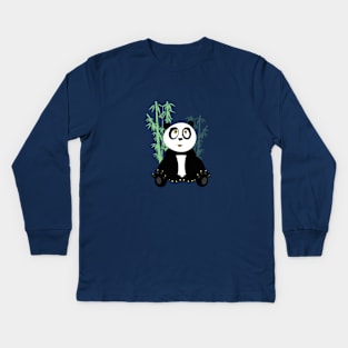 Panda Girl - Green Kids Long Sleeve T-Shirt